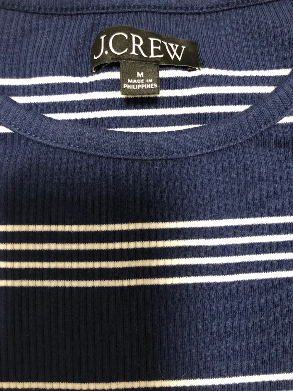 J. Crew Striped Ruffle-Sleeve Ribbed Tank Top in Navy & White.Size M